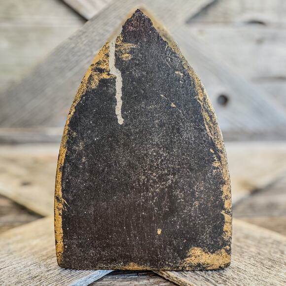 Vintage Cast Iron Sad Iron/Clothing Iron-Gold Finish-Swirl Handle-Shabby Chic - Picture 4 of 8